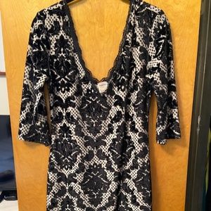Black Velvet and Cream Free People Mini Dress